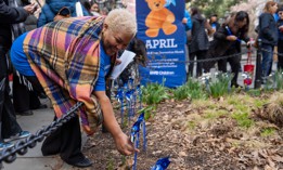 Luisa Linares, deputy commissioner of the Family Services Division at the New York City Administration for Children’s Services, attends an event to raise awareness of Child Abuse Prevention Month in April.