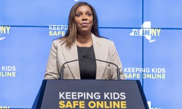 State Attorney General Letitia James speaks about the SAFE for Kids Act on Oct. 11 2023.