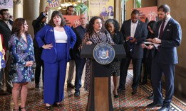 State Sen. Nathalia Fernandez speaks at a press conference at the state Capitol on March 12, 2025.