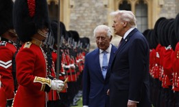 King Charles III and US President Donald Trump inspect the Guard of Honour during the State visit by the President of the United States of America at Windsor Castle on September 17, 2025 in Windsor, England.