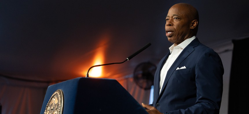 New York City Mayor Eric Adams issues a report card on city services.