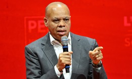 Patrick Gaspard at the election congress of the Party of European Socialists in Rome in March 2024 when he was president of the Center for American Progress.