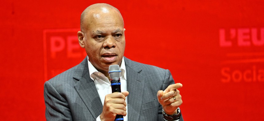 Patrick Gaspard at the election congress of the Party of European Socialists in Rome in March 2024 when he was president of the Center for American Progress.