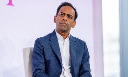 Raj Goyle speaks on a panel at The Juggernaut Summit on Sept. 22, 2023.