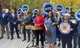 Council Speaker Adrienne Adams joined leaders from 32BJ SEIU and the Hotel and Gaming Trades Council to voice opposition against Eric Adams’ charter revision commission ballot proposals.