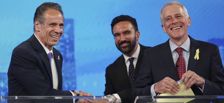 Andrew Cuomo and Zohran Mamdani greet one another at the June 4 primary debate.