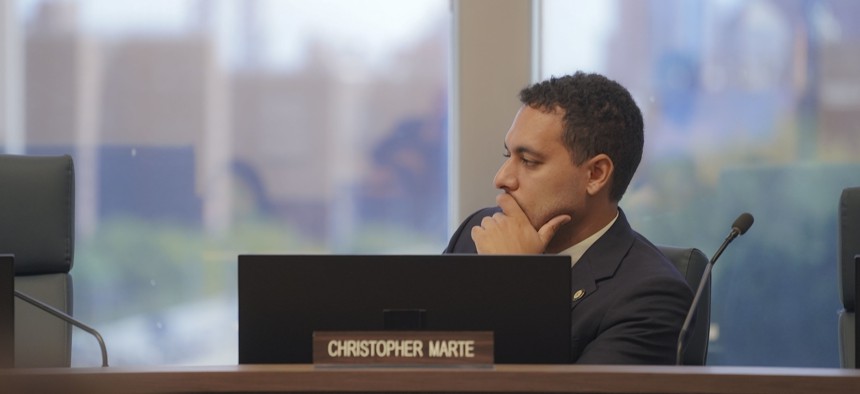 New York City Council Member Christopher Marte attends a hearing of the Committee on Civil and Human Rights on Oct. 3, 2025.