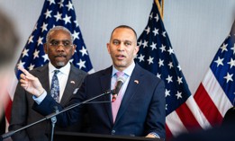Reps. Greg Meeks, left, and Hakeem Jeffries, right, haven't endorsed in the mayoral race.