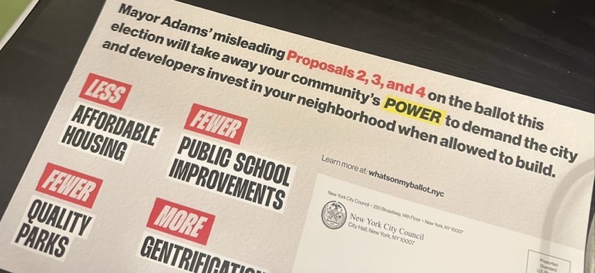 Mailers sent to voters have City Council letterhead.