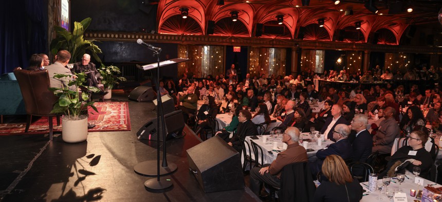 Timothy Dolan, archbishop of New York (fourth from the left), speaks with other panelists at Mother Cabrini Health Foundation’s Mental Health Summit, held at Sony Hall in Times Square, and in collaboration with City & State on 