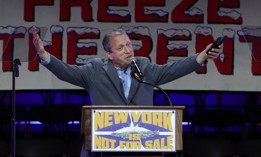 New York City Comptroller Brad Lander speaks at a rally for Democratic mayoral nominee Zohran Mamdani.