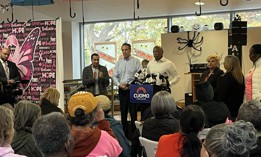 David Paterson, Andrew Cuomo and Eric Adams appeared together Tuesday afternoon.