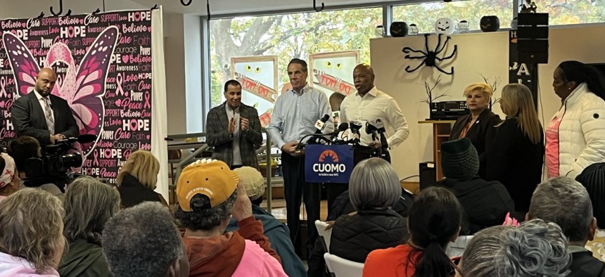 David Paterson, Andrew Cuomo and Eric Adams appeared together Tuesday afternoon.