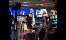The crowd at the Brooklyn Democratic Party’s gala chanted “hands off Tish.”