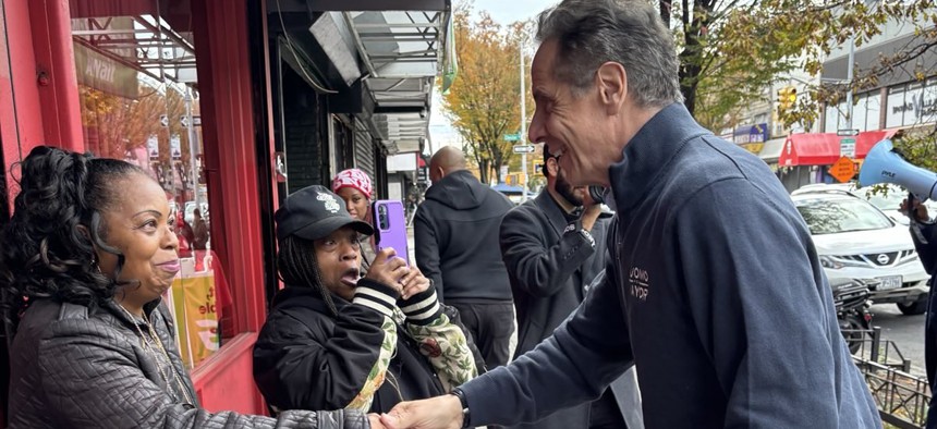 Andrew Cuomo greets New Yorkers in Brownsville.