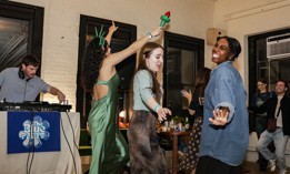 Young Democrats in New York City dance at the Blue Party on Oct. 25, 2025.