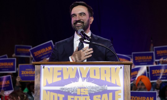 Zohran Mamdani speaks at a rally on Oct. 26, 2025, weeks before being elected New York City mayor.