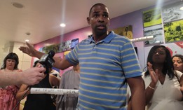 Lt. Gov. Antonio Delgado speaks at a press conference in San Juan during the Somos conference to criticize the state’s decision to approve a controversial pipeline project.