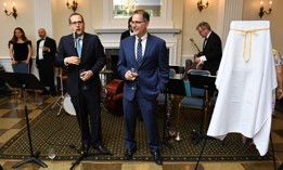 Micah Lasher, left, has been endorsed for Congress by New York City Comptroller-elect Mark Levine, right.