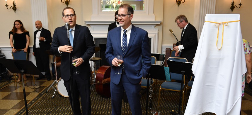 Micah Lasher, left, has been endorsed for Congress by New York City Comptroller-elect Mark Levine, right.