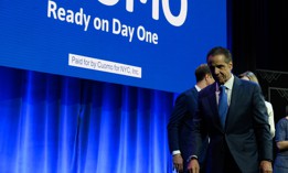 Andrew Cuomo leaves the stage after delivering a concession speech on Nov. 4, 2025.