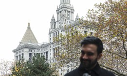 New York City Mayor-elect Zohran Mamdani stands near City Hall.