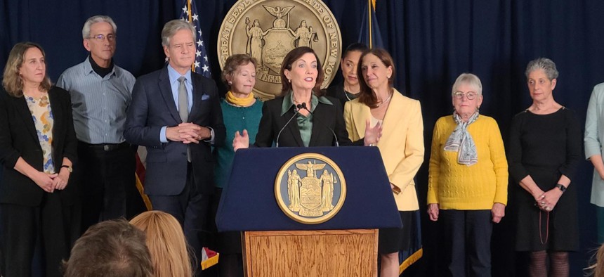 Gov. Kathy Hochul announces a deal to sign a modified version of the Medical Aid in Dying Act.