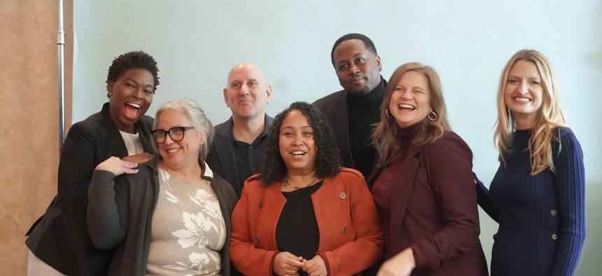 From left: New members Shanel Thomas Henry, Shirley Aldebol, Harvey Epstein, Elsie Encarnación, Ty Hankerson, Kayla Santosuosso and Virginia Maloney