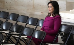 Rep. Elise Stefanik sits alone as she awaits the inauguration of President Donald Trump on Jan. 20, 2025.