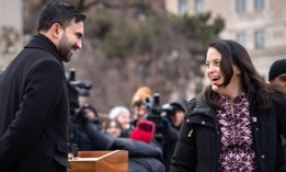 Mayor Zohran Mamdani welcomes Commissioner Tascha Van Auken in Grand Army Plaza.