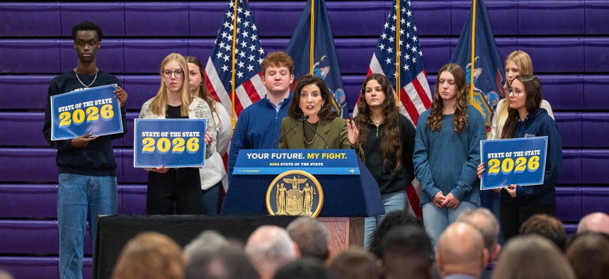 Gov. Kathy Hochul announces a proposal to protect kids online on Jan. 5, 2026.