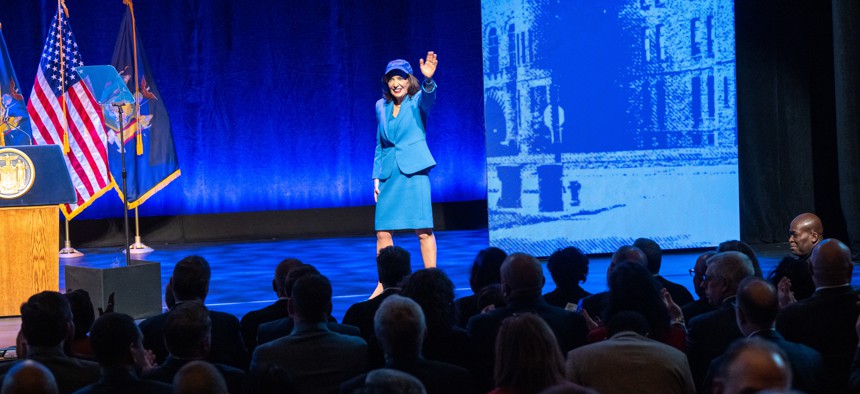 Gov. Kathy Hochul balanced the bold with the safe at her 2026 State of the State address on Jan. 13, 2026.