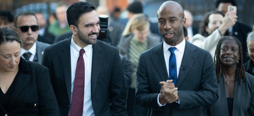 New York City Mayor Zohran Mamdani and Schools Chancellor Kamar Samuels visit Arts & Letters 305 United, a public school in Bedford Stuyvesant, on Jan. 8, 2026.