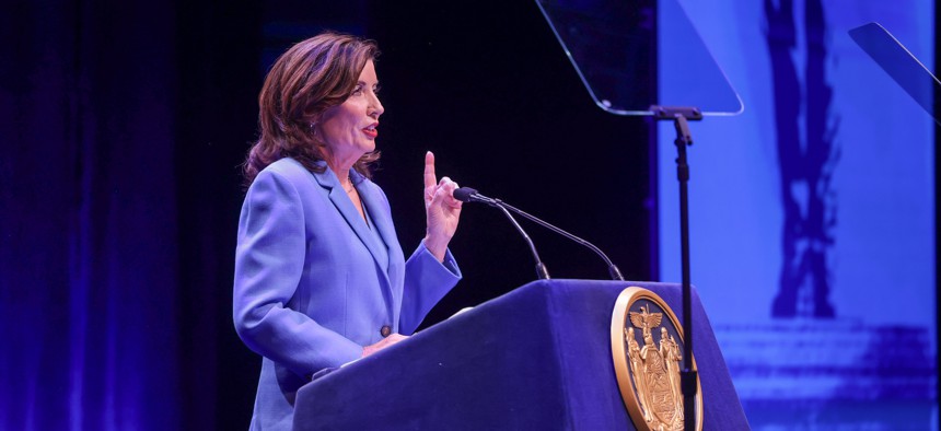 Gov. Kathy Hochul delivers the State of the State address on Jan. 13, 2026.