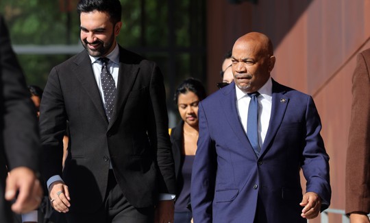 Assembly Speaker Carl Heastie, seen here with mayoral candidate Zohran Mamdani on Sept. 17, 2025, has hired Alana Sivin as counsel.