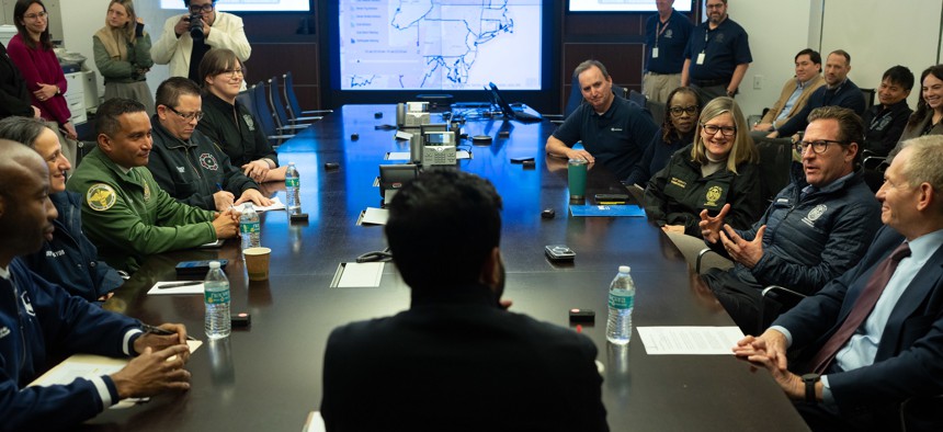 Mayor Zohran Mamdani gets the update from senior officials, including outgoing emergency management Commissioner Zach Iscol.