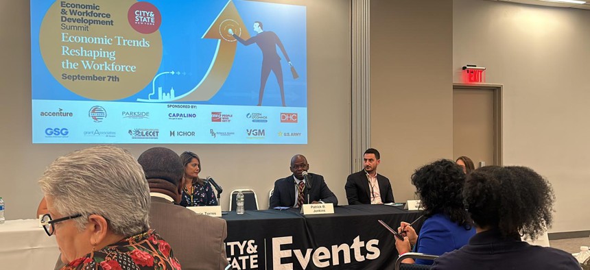 Patrick B. Jenkins speaks at City & State’s Economic Workforce & Development event.