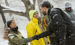 Mayor Zohran Mamdani greeted Parks Department workers on Sunday.