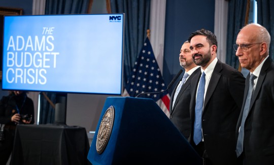 From left, Budget Director Sherif Soliman, Mayor Zohran Mamdani and First Deputy Mayor Dean Fuleihan.