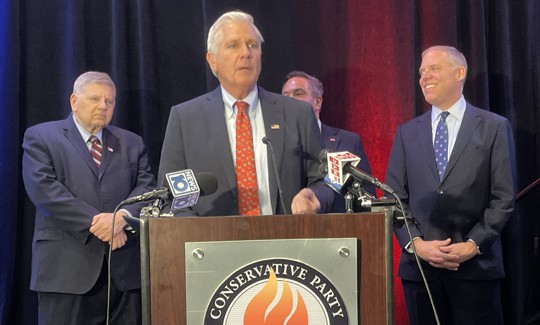 Nassau County Executive Bruce Blakeman addresses the Conservative Party conference on Feb. 2, 2026.