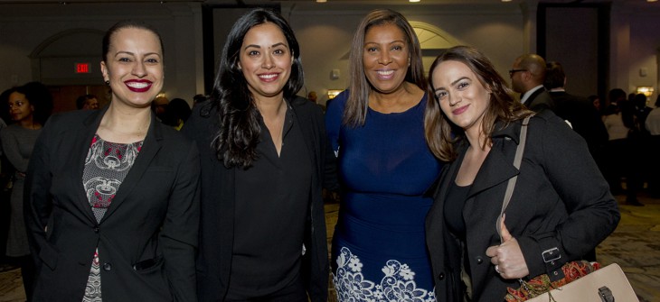 Catalina Cruz, Carlina Rivera, Letitia James and Carlene Pinto attend City & State’s Caucus Weekend Kickoff Reception on Feb. 16, 2018.