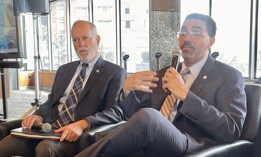 CUNY Chancellor Félix Matos Rodríguez and SUNY Chancellor John King joined forces for a fireside chat at City & State's Higher Education summit on Feb. 17, 2026.