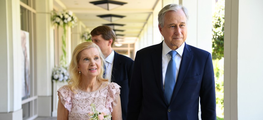 Ed Cox, right, is now on his second stint as chair of the state Republican Party.