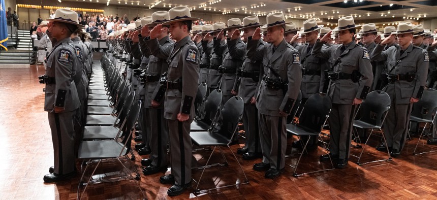 State Troopers graduate from the Basic School of the New York State Police Academy on Oct. 22, 2025.