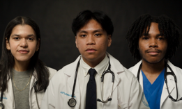 Heather Bonilla (first-year medical student), Alphonse Rafaelo Sinlao (first-year medical student), and Ramyr Tunis (second-year medical student).