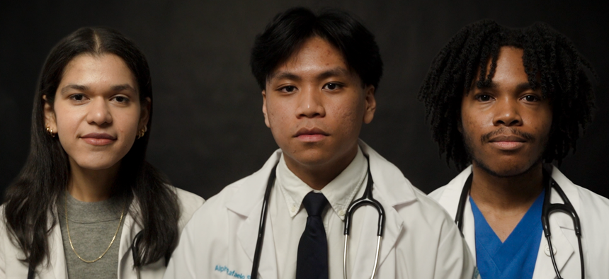 Heather Bonilla (first-year medical student), Alphonse Rafaelo Sinlao (first-year medical student), and Ramyr Tunis (second-year medical student).