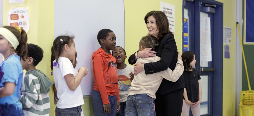 Gov. Kathy Hochul stood visited Eagle Point Elementary School in the Albany City School District on March 20, 2025.