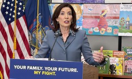Gov. Kathy Hochul speaks to reporters in Albany on March 4, 2026.