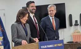 Gov. Kathy Hochul, left, and New York City Mayor Zohran Mamdani, center, were all smiles at a child care press conference in Manhattan on March 5, 2026.