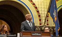 Assembly Speaker Carl Heastie presides over the chamber on February 10, 2026.